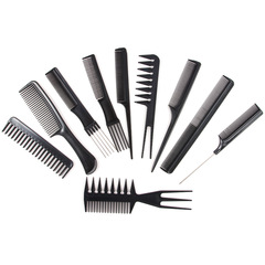 Cross-border supply of ten-piece set of hairdressing combs, hair salon special styling combs, cosmetic combs, plastic hairdressing combs, hair-cutting combs
