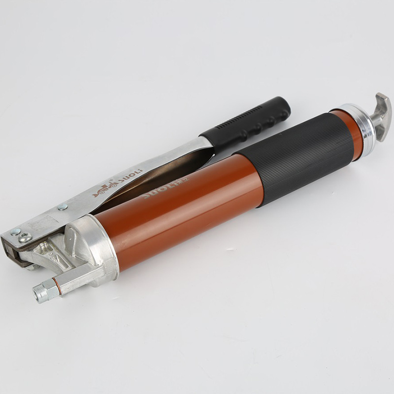 厂家现货900CC/600CC双杆手动黄油枪 彩盒齿轮透明黄油枪批发代理