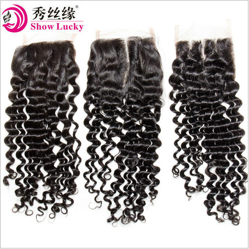 4*4 deep wave curly close real hair lace accessories hair block manufacturers wholesale on behalf of hair