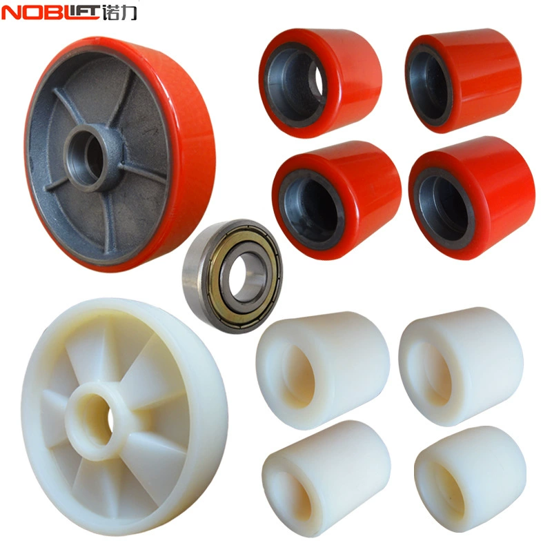 Nuoli вилочный погрузчик Оригинальное заводские колеса ручной гидравлические вилочные колеса, заклеенные бесшумные белые нейлоновые полиуретановые транспортные колеса