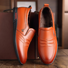 2024 casual leather shoes for young men, new style inner heightening fashion casual shoes, business lace-up plus velvet cotton leather shoes