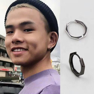 Sterling Silver Geometric Internet Celebrity Ear Buckle Personality Couple Ear Stud Elegant Korean Simple Ear Ring for Men and Women