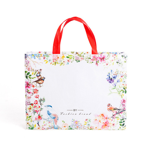 Color-printed non-woven bag with logo, coated shopping non-woven packaging bag, hot-pressed color non-woven handbag