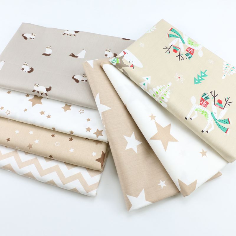 ins卡通圣诞节布料 小鹿印花布 儿童宝宝被套床单纯棉面料布批发