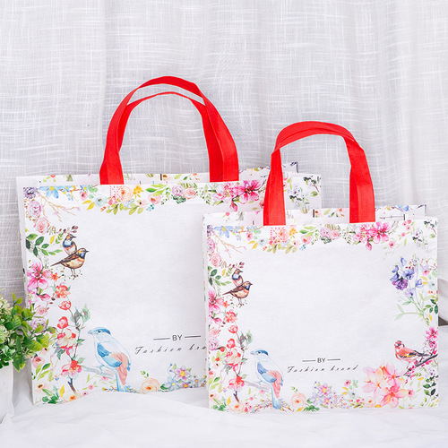 Color-printed non-woven bag with logo, coated shopping non-woven packaging bag, hot-pressed color non-woven handbag