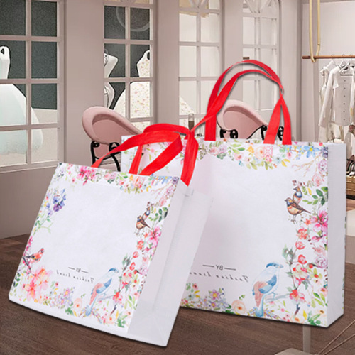 Color-printed non-woven bag with logo, coated shopping non-woven packaging bag, hot-pressed color non-woven handbag