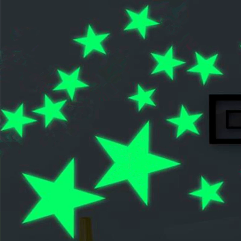 Светящийся размер звезды наклейка на стену трансграничного источника студенческого общежития трехмерная пятиконечная звезда пластиковая светоизлучающая флуоресцентная наклейка