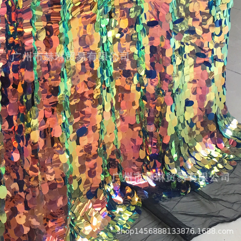金光色镭射大亮片布料蕾丝婚庆网红直播拍摄背景礼服装亮片布料