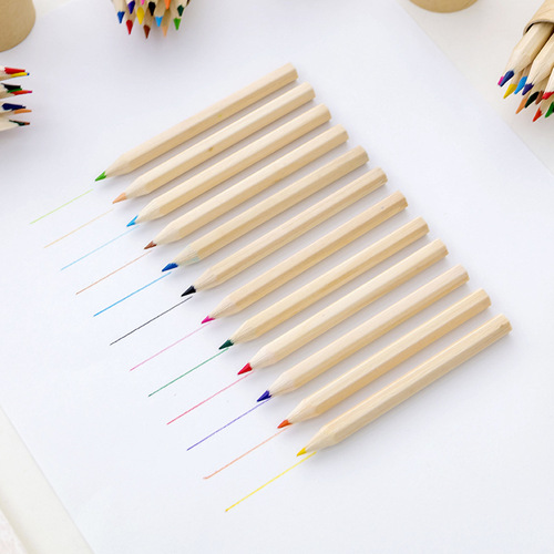 Log colored pencils in wooden tubes school supplies primary school students prizes painting colored lead LOGO custom wholesale small gifts
