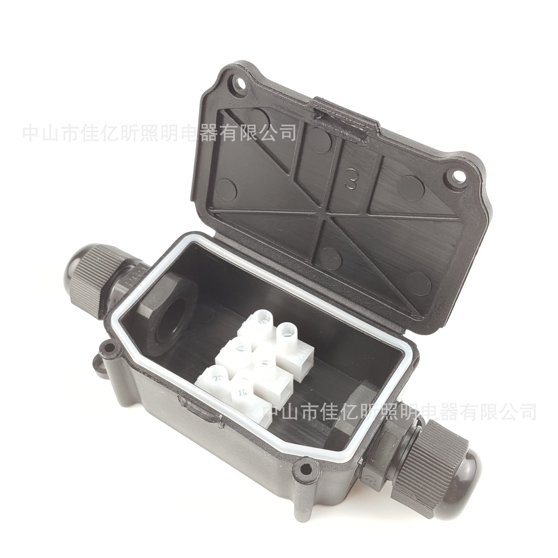 IP66防水接线盒 防火阻燃带扣式 IP66两通接线盒 IP66一进一出