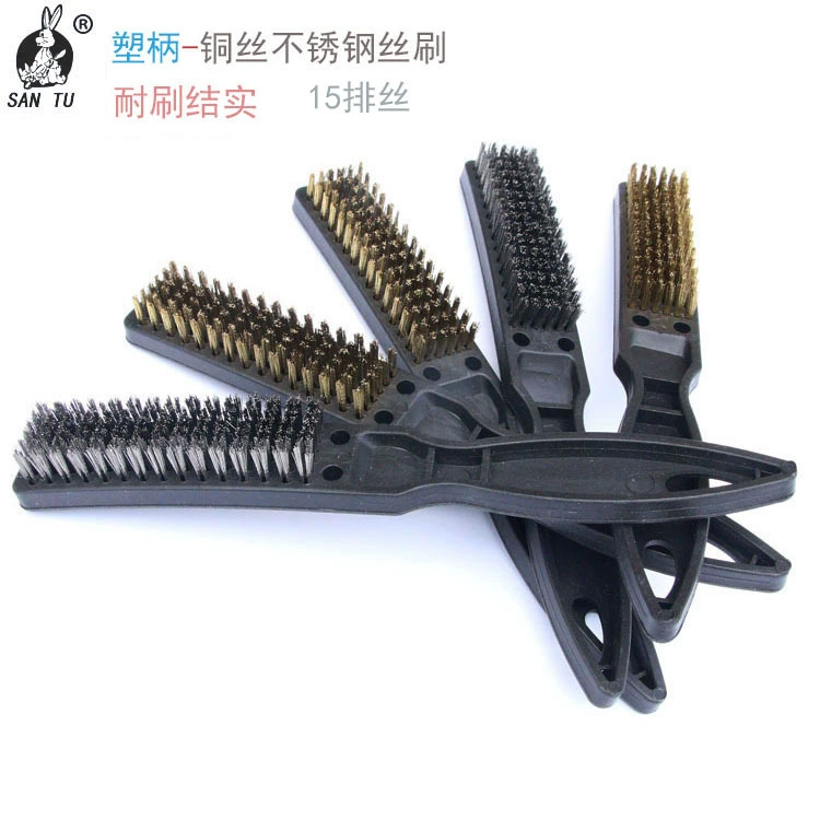 Пластиковая ручка, проволочная щетка из нержавеющей стали, щетка из медной проволоки, щетка для удаления ржавчины с гриля для барбекю, щетка для чистки краба, полировальная щетка из стальной проволоки промышленного класса