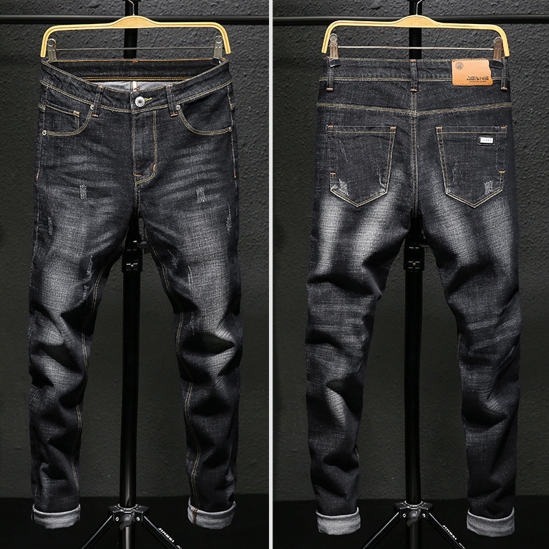 Men's jeans casual men's elastic slim fit spring and autumn pants_voghion.com