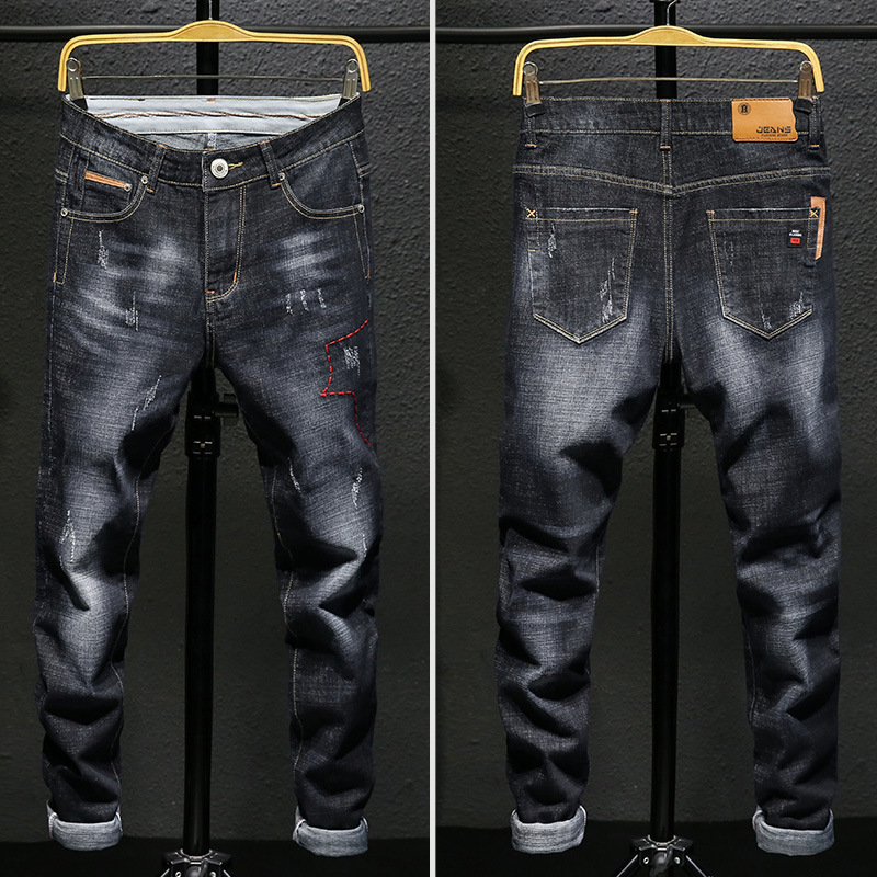 Men's jeans casual men's elastic slim fit spring and autumn pants_voghion.com