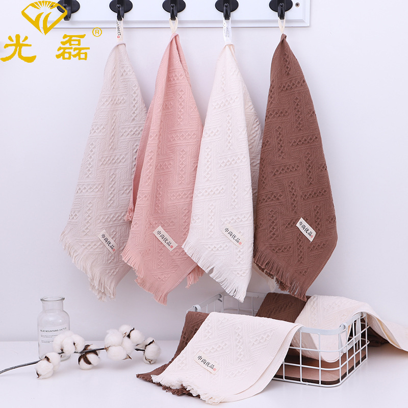New tassel towel factory direct hand gift honeycomb gauze face towel fashion jacquard solid color face towel
