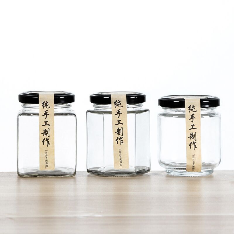 蜂蜜瓶包装瓶六棱玻璃瓶密封罐酱菜辣椒酱牛肉酱瓶果酱燕窝罐头瓶