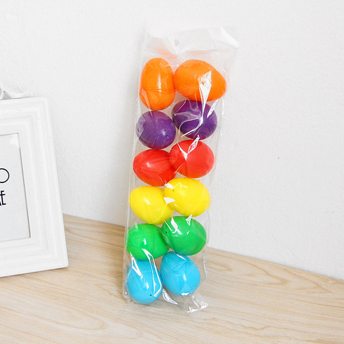 12 pieces of 6x4cm easter eggs, open plastic eggshells, simulated eggs, party party decoration, lottery gashapon Easter