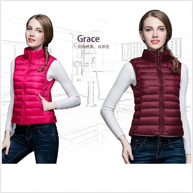 New Genuine Slim and Light Women's Stand-Up Collar down Vest Vest Waistcoat Fashion Jacket Dropshipping