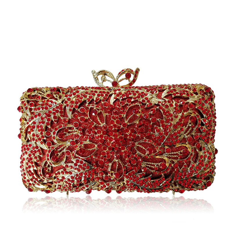 * bolsas de mano de diamantes europeos y estadounidenses bolsas de cena de cristal metálicas perforadas bolsas de novia de diamantes manuales