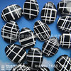19-26mm Type white line black cutting oval flat beads oval alien painted paint bead black elliptical flat beads