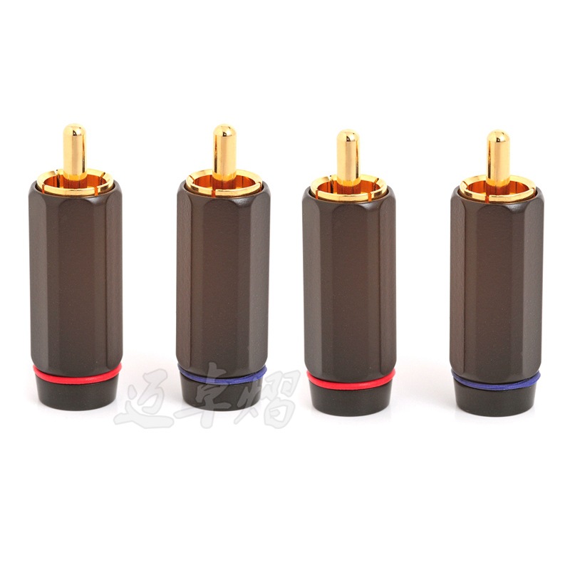 Preffair RCA镀金音频插头 信号线音频视频电缆连接器 莲花端子