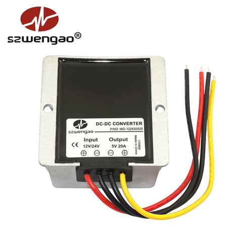 [Stable High] Car LED display waterproof power supply 12V 24V to 5V 20A step-down module voltage regulator