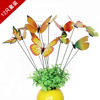Realistic flowerpot with butterfly, decorations, set