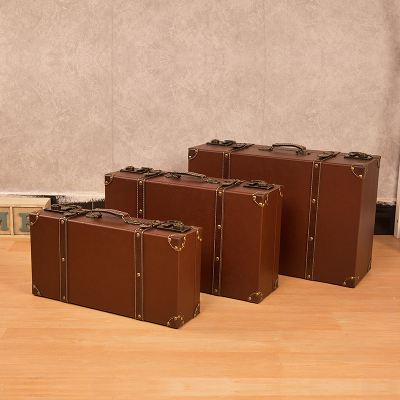 European Antique Suitcase Three-Piece Set of Decorations, Store Window Display, Home Storage Box, Photography Prop Box