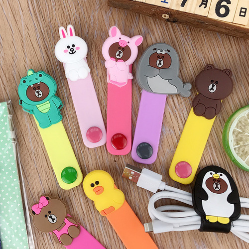 Cartoon-style nail clip cord organizer, earphone cord holder, storage clip, mini portable metal clip cord organizer