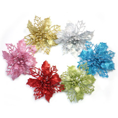 2024 New Powdered Lattice Christmas Flower Christmas Tree Ornament Accessories Christmas Decorations Artificial Flower Wholesale