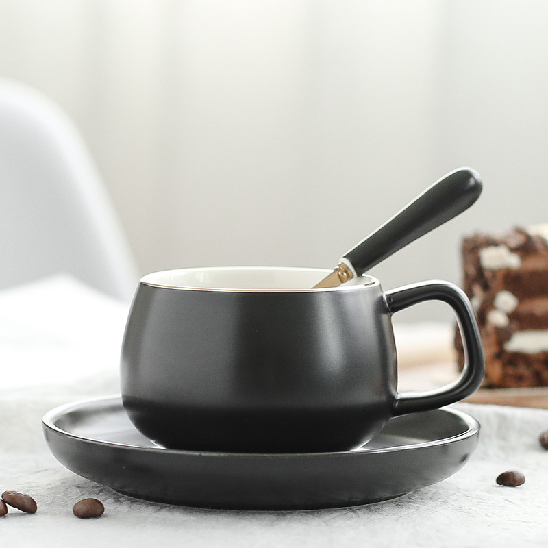 Taza de café en forma de tambor original Taza de moda retro Taza de agua Taza con platillo Cuchara Juego de caja de regalo al por mayor