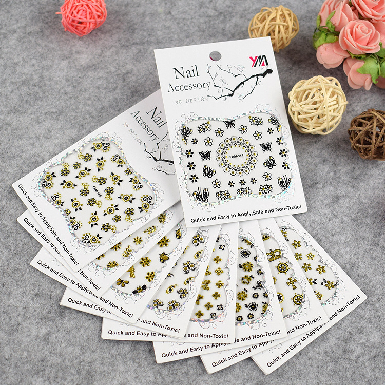 Nail stickers European and American Japanese style red flower rose elegant artistic creative simulation jewelry nail polish stickers