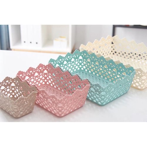 New imitation wool hollow storage basket, rectangular fashionable plastic fruit basket, living room and bedroom storage basket wholesale