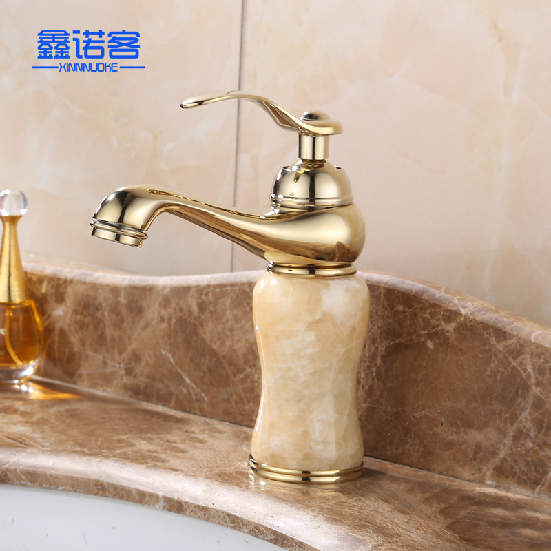 European Bathroom Antique Washbasin Faucet Copper Hot and Cold Topaz Manufacturer Wholesale Magic Lamp Countertop Basin Blue and White Porcelain