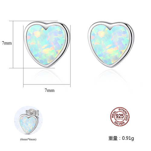 PAG&AMG S925 Tremella Earrings Opal Opal Earrings Heart-shaped Love New Simple Korean Style Women's Ear Accessories