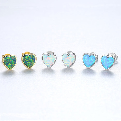 PAG&AMG S925 Tremella Earrings Opal Opal Earrings Heart-shaped Love New Simple Korean Style Women's Ear Accessories