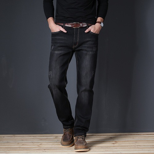 Men's Straight Fit Mid-rise Elastic Simple Business Long Pants for Autumn/Winter 2025