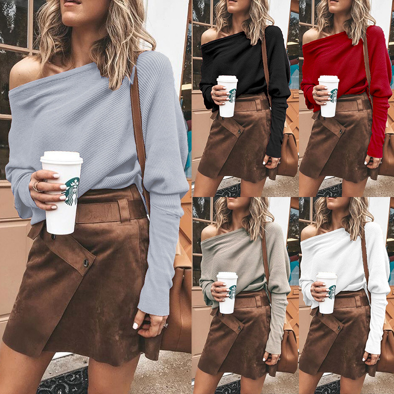 2022 Amazon Europe and the United States new foreign trade wish cross-border women's autumn and winter bat long sleeve collar T-shirt jacket