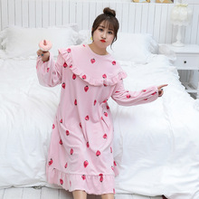 新款韩版甜美可爱大码水貂绒睡衣女士秋冬加厚家居服套装舒适亲肤