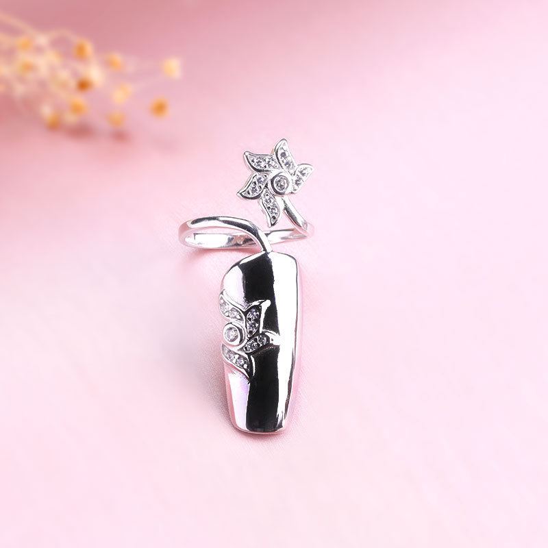 Personality Silver S925 Jewelry Fashionable Fresh Style Women's Open Nail Ring Creative Design