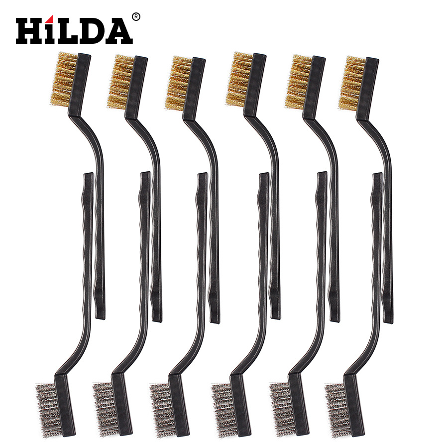 Hilda ventas directas de fábrica en stock cepillo de alambre de doble cabeza, cepillo de alambre de acero inoxidable, cepillo de alambre de cobre, cepillo de una sola cabeza al por mayor