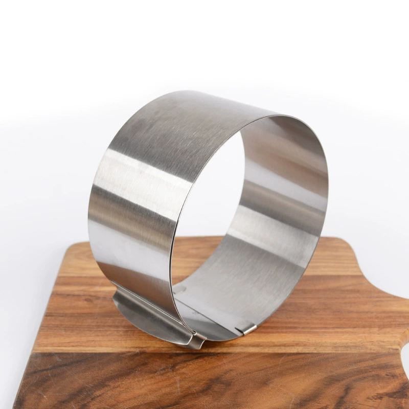 Adjustable Stainless Steel Mousse/Cake Ring, Telescopic 6–12 in, Layered Slice Guide