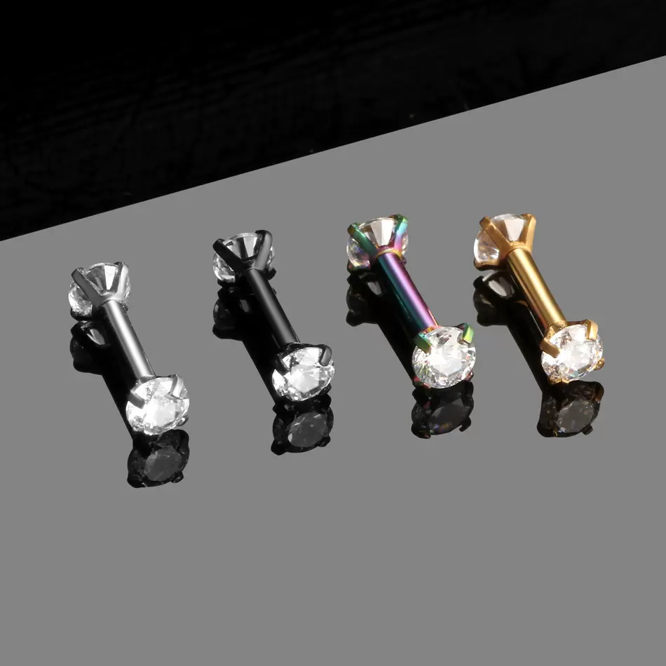 韩版韩式/韩国风爆款眉钉  双头直杆3mm圆形锆石眉钉饰品穿刺饰品