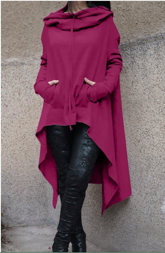 2018 Otoño e Invierno AliExpress deseo Amazon nuevo europeo y americano color sólido suéter largo con capucha