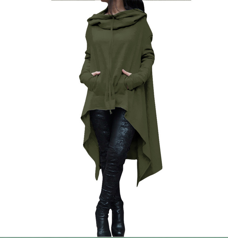 2018 Otoño e Invierno AliExpress deseo Amazon nuevo europeo y americano color sólido suéter largo con capucha
