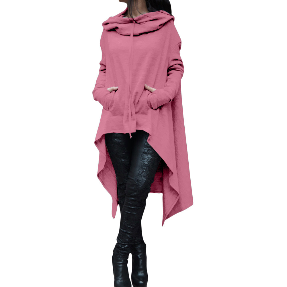 2018 Otoño e Invierno AliExpress deseo Amazon nuevo europeo y americano color sólido suéter largo con capucha