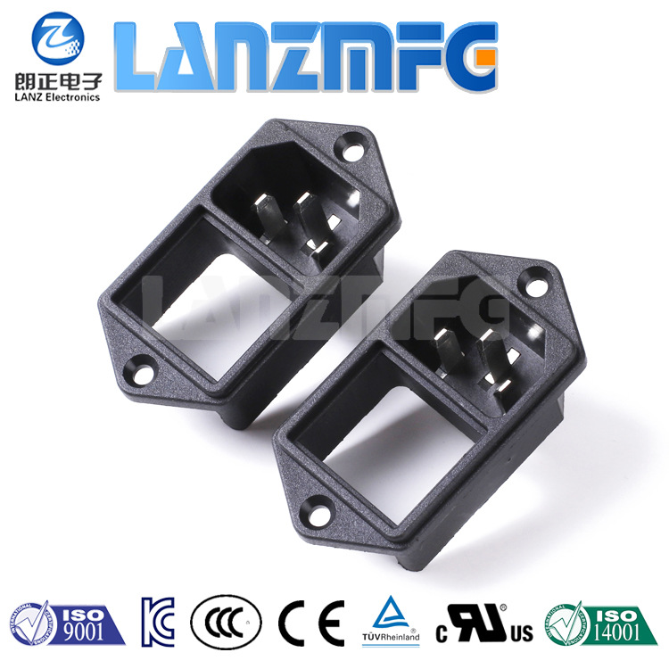 LANZMFG Langzheng LZ-14-6F letter-shaped plug with switch and ears two-in-one three-core AC power plug