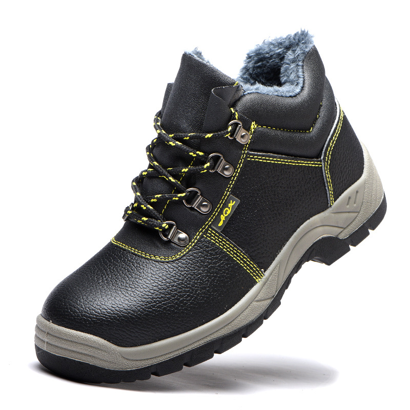 冬季高帮加绒劳保鞋 防砸防刺穿防护鞋 耐磨耐油酸碱加绒棉劳保鞋