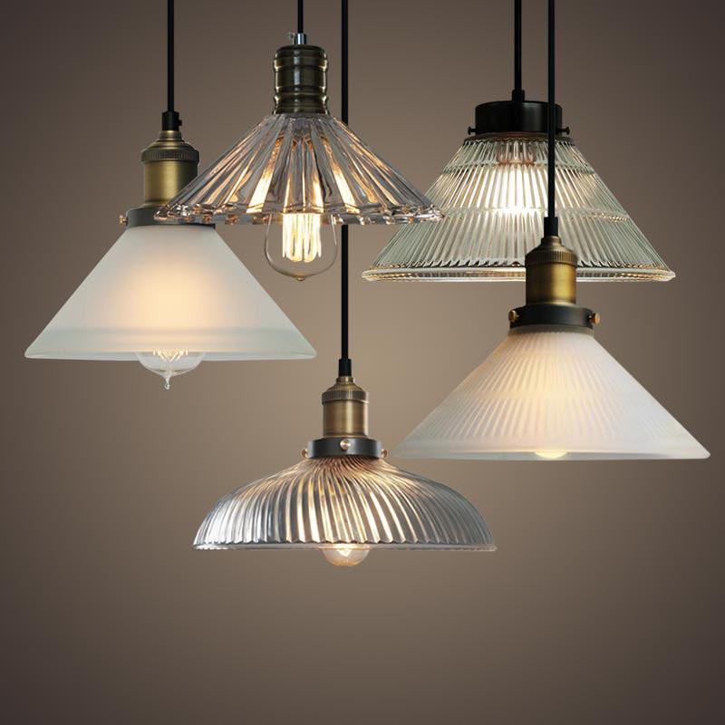 American Retro Backlog Glass Chandelier Restaurant Living Room Hot Pot Shop Frosted Binice Single Head Glass Chandelier