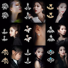 Amazon set earrings wholesale twelve-piece set front and back hollow lotus earrings Pinduoduo earrings