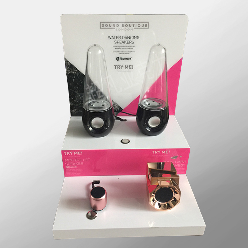 梯形粉色白色爆款喷水蓝牙低音炮小音响亚克力有机玻璃音箱展示架